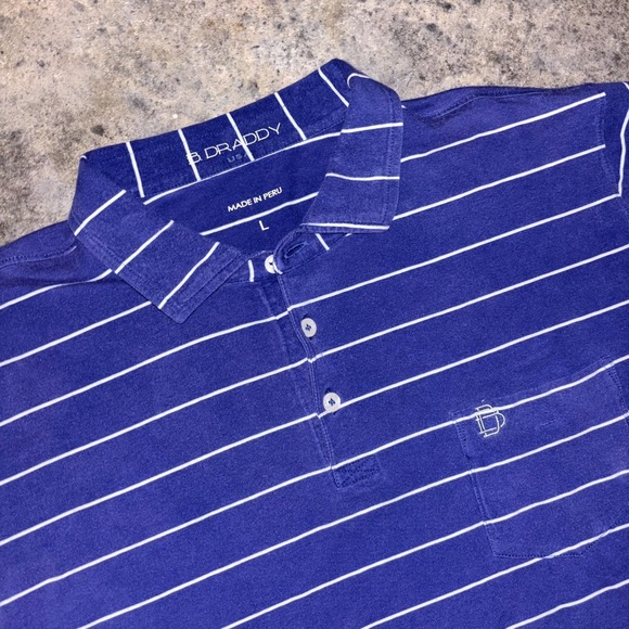 B Draddy Other - B. Draddy Polo Shirt Mens Large Blue White Striped Pima Cotton Performance Golf
